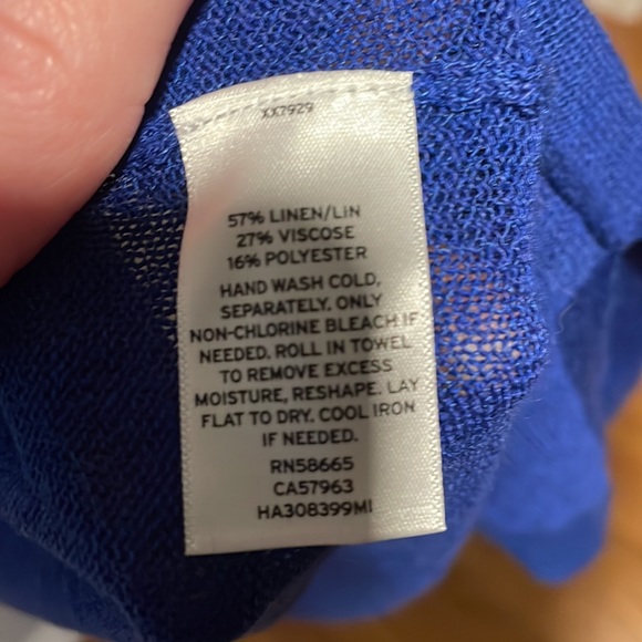 Halogen royal blue long open cardigan sweater w/ pockets - Picture 3 of 6